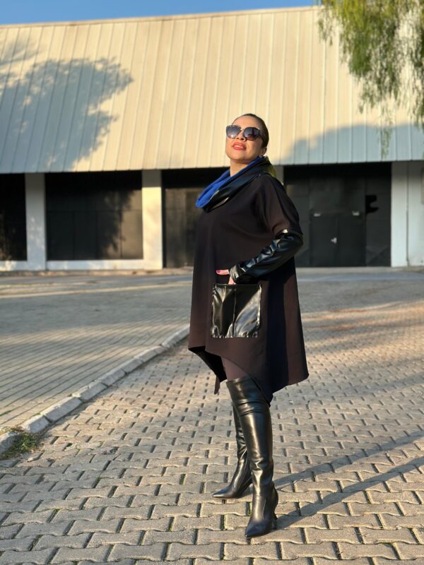 Tasarım lacivert yaka sweatshirt