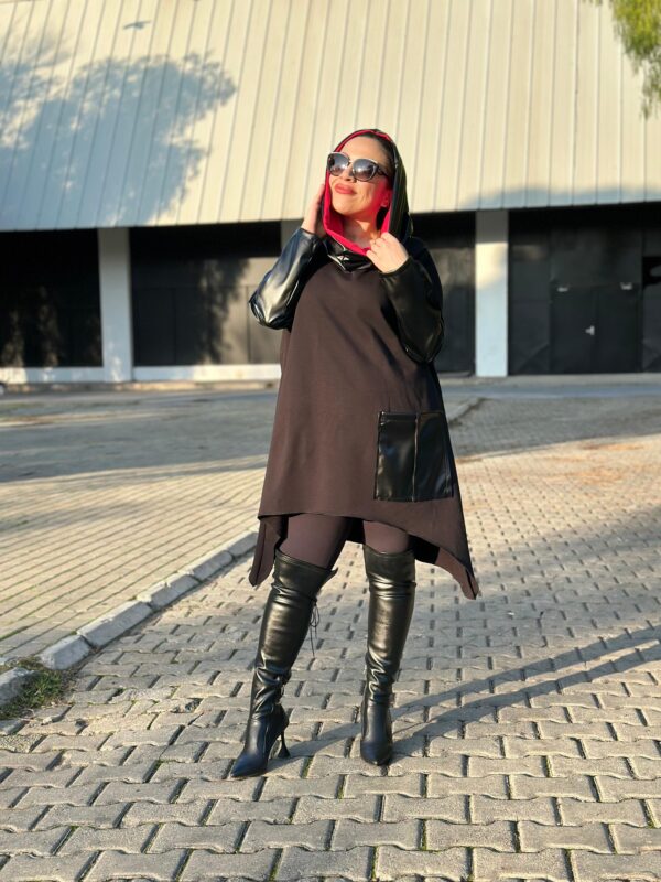 Tasarım kırmızı yaka sweatshirt