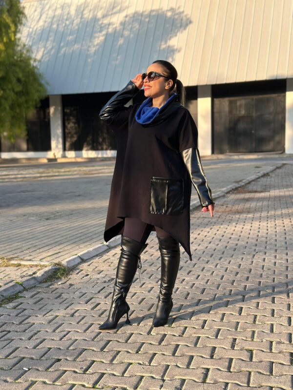 Tasarım lacivert yaka sweatshirt